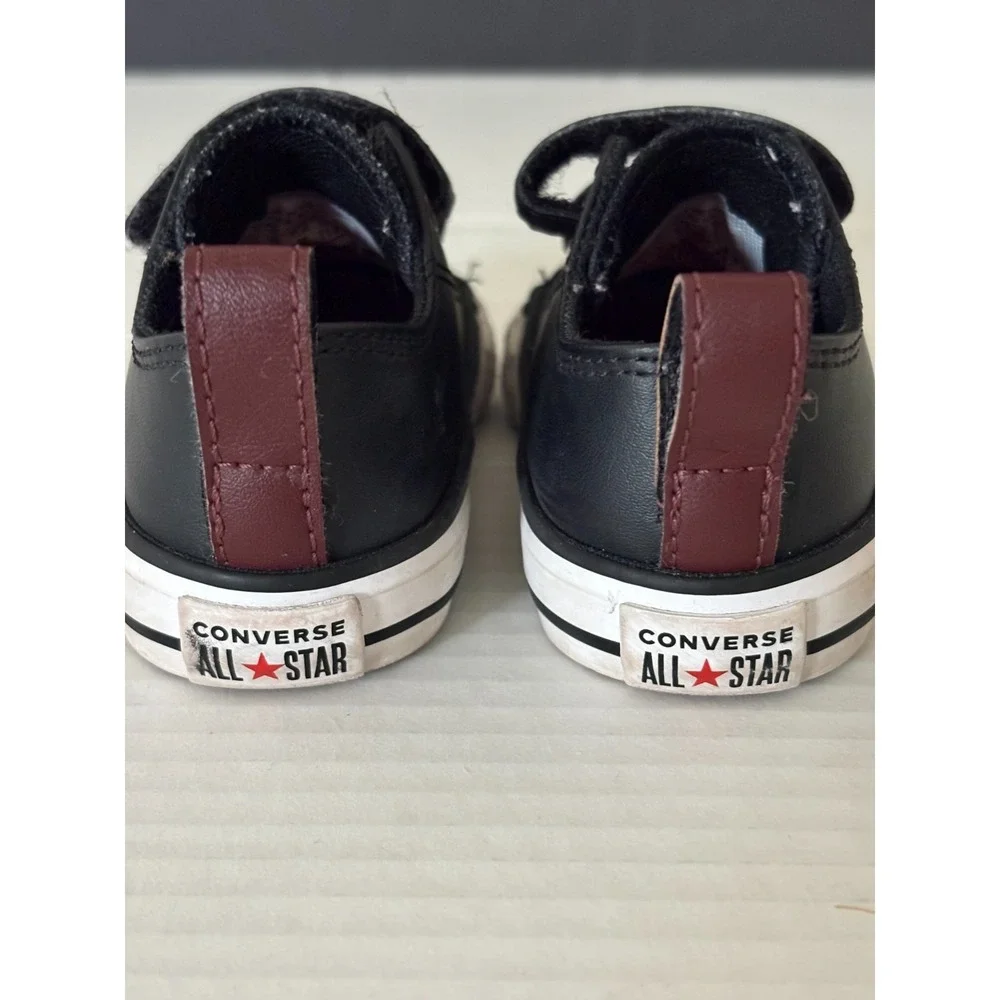 Converse All Star Infant Size 4 Black Double Strap Sneakers EUC Toddler
